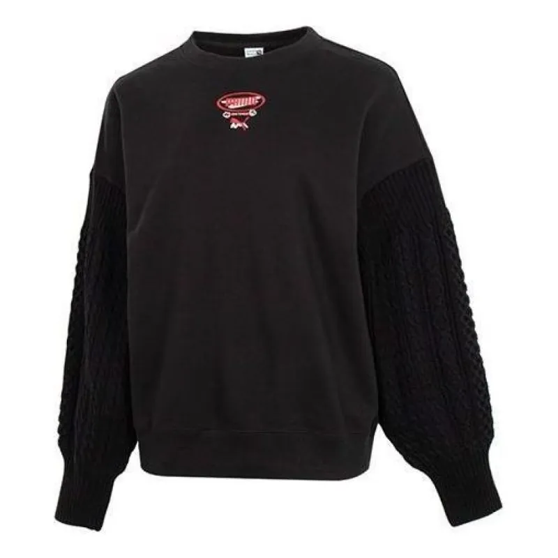 (WMNS) Puma Crew Neck Sweatshirt 'Black' 537968-01 made by Puma