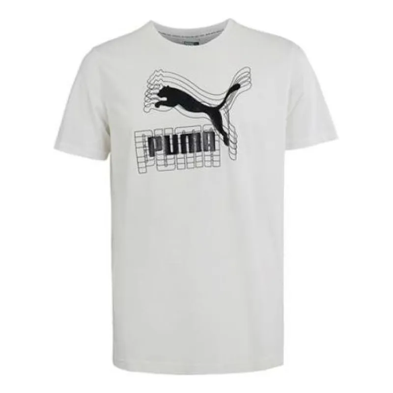 Puma Shadow Logo Graphic Tee 'White' 537884-02 sold by KicksCrew