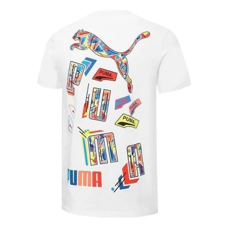 Puma Multi Logo Tee 'White' 537796-02 sold by KicksCrew