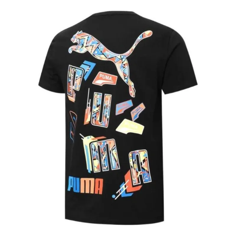 Puma Multi Logo Tee 'Black' 537796-01 sold by KicksCrew