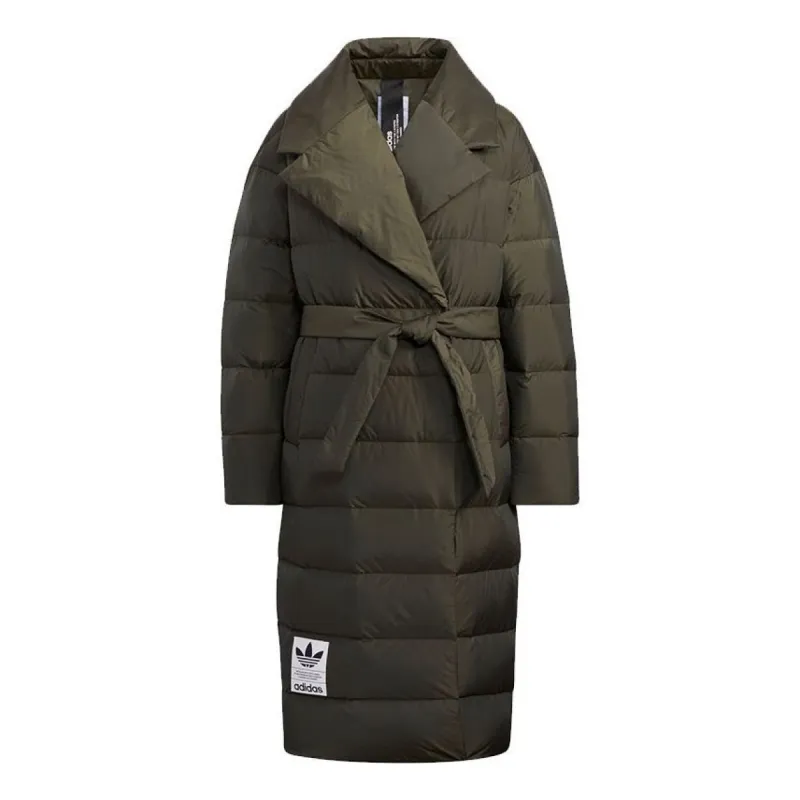 (WMNS) adidas Originals Long Down Jacket 'Olive Green' H64732 sold by KicksCrew