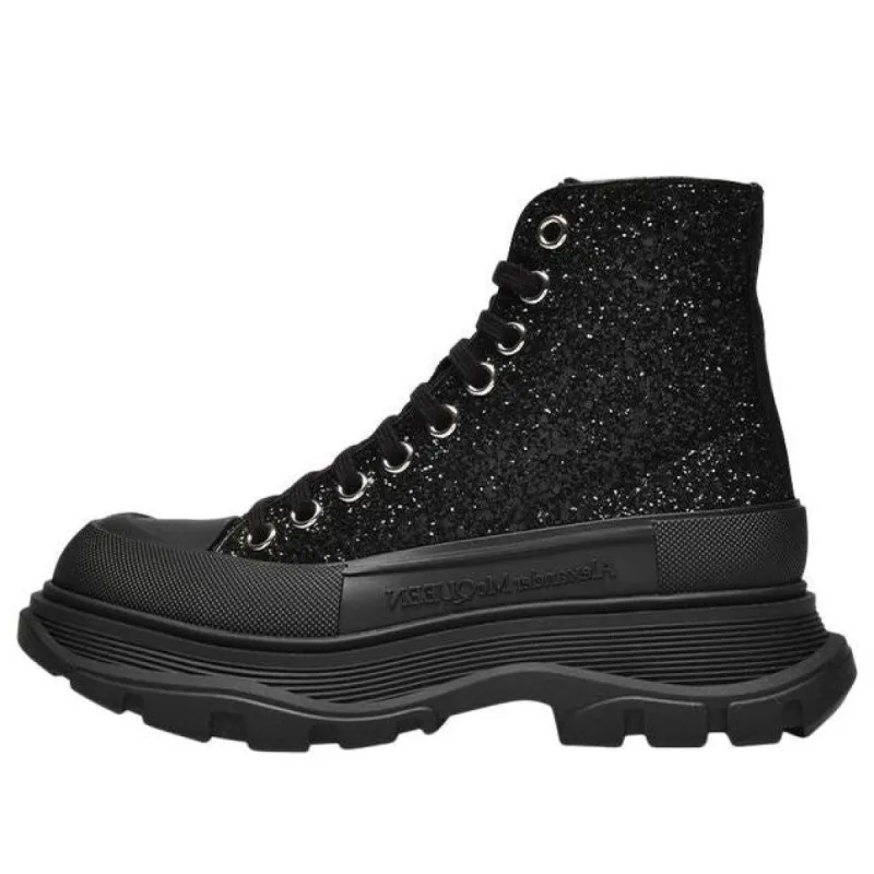 (WMNS) Alexander McQueen Tread Slick Glitter High-Top 'Black' 666806W4JF41000 sold by KicksCrew