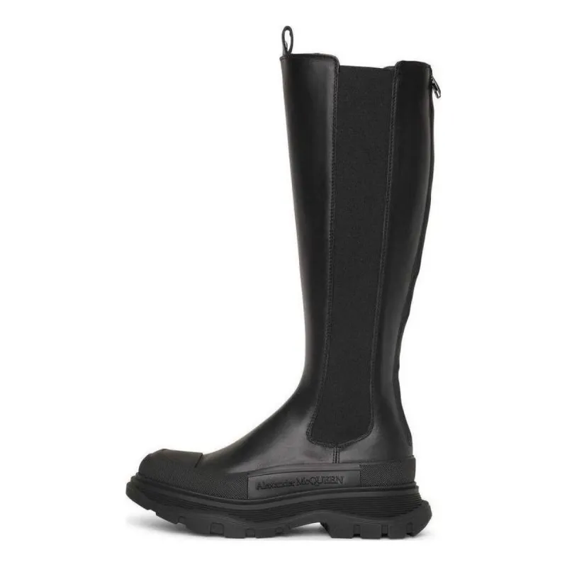 (WMNS) Alexander McQueen Tread Slick Knee High Boot 'Black' 666410WHZ661000 sold by KicksCrew