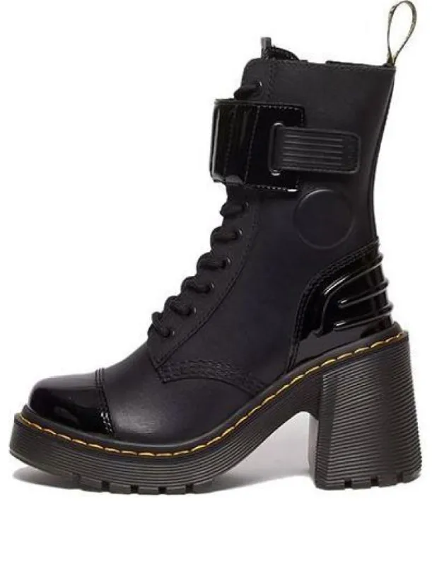 (WMNS) Dr. Martens Gaya 10-Eye Alternative Leather Heeled Boots 'Black' 31006001 sold by KicksCrew