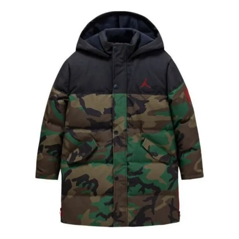 (GS) Air Jordan Fleece Long Down Jackets 'Camo Black' JD2142003GS-001 sold by KicksCrew