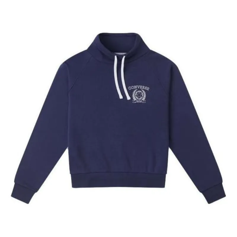 (WMNS) Converse Half Turtleneck Drawstrring Sweater 'Navy' 10026107-A03 sold by KicksCrew