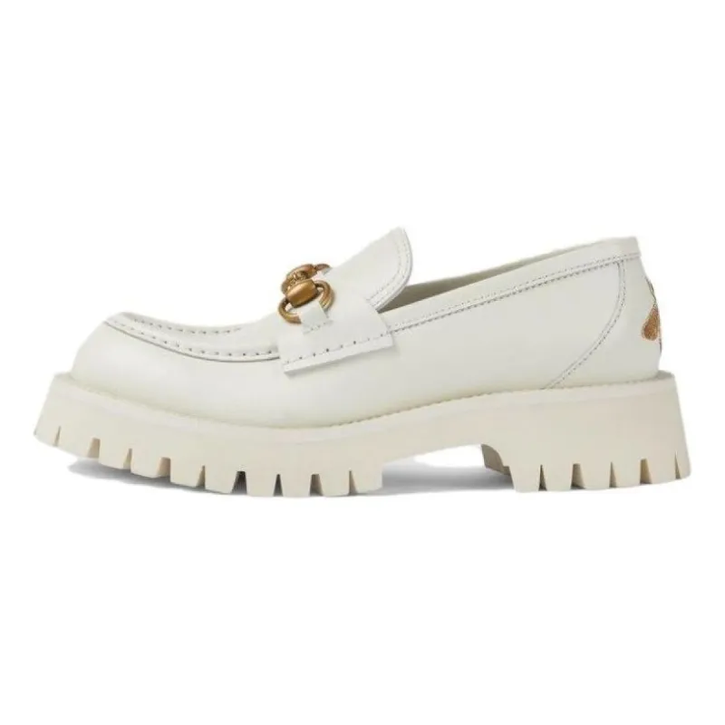 (WMNS) Gucci Rubber Lug sole Horsebit Loafer 'White Leather' 761987-DS800-9050 sold by KicksCrew