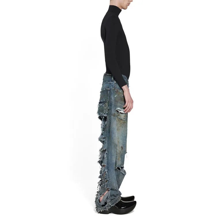 Balenciaga Super Destroyed Baggy Pants 'Light Blue' 745248TNW014012 sold by KicksCrew product image thumbnail 4
