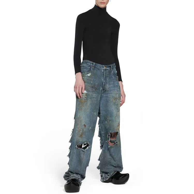 Balenciaga Super Destroyed Baggy Pants 'Light Blue' 745248TNW014012 sold by KicksCrew product image thumbnail 2