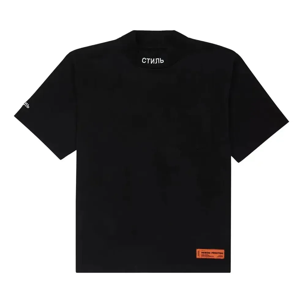 HERON PRESTON SS21 Mock Neck Pocket T-Shirt 'Black White' HMAA024S21JER0011001 sold by KicksCrew