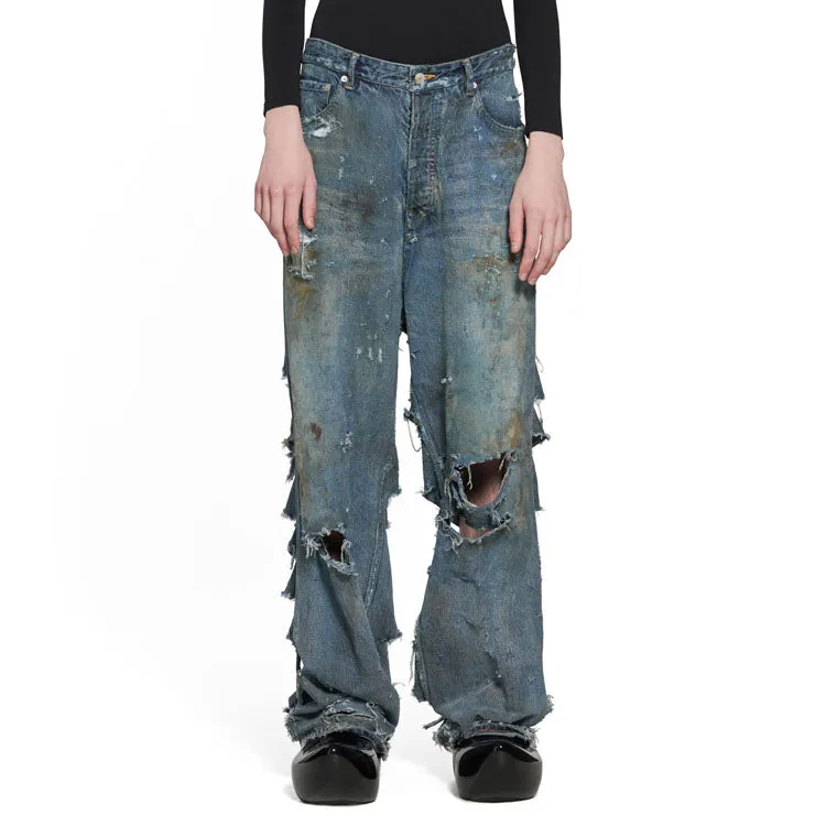 Balenciaga Super Destroyed Baggy Pants 'Light Blue' 745248TNW014012 sold by KicksCrew product image thumbnail 5