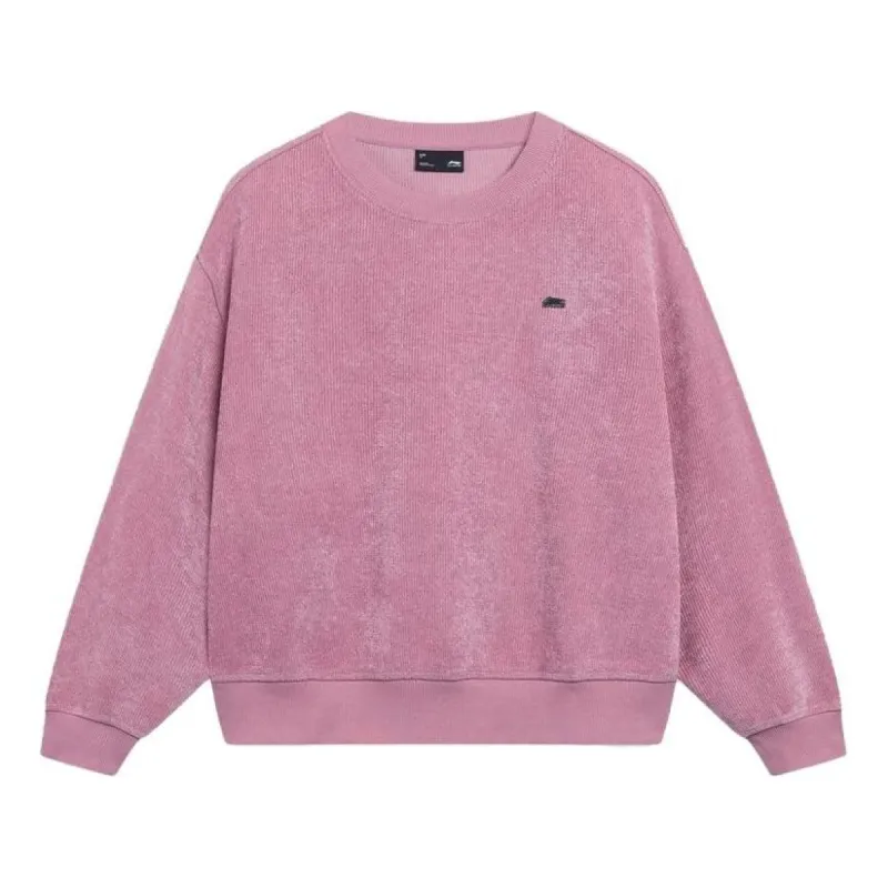 (WMNS) Li-Ning Small Logo Sweatshirt 'Pink' AWDT026-8 sold by KicksCrew