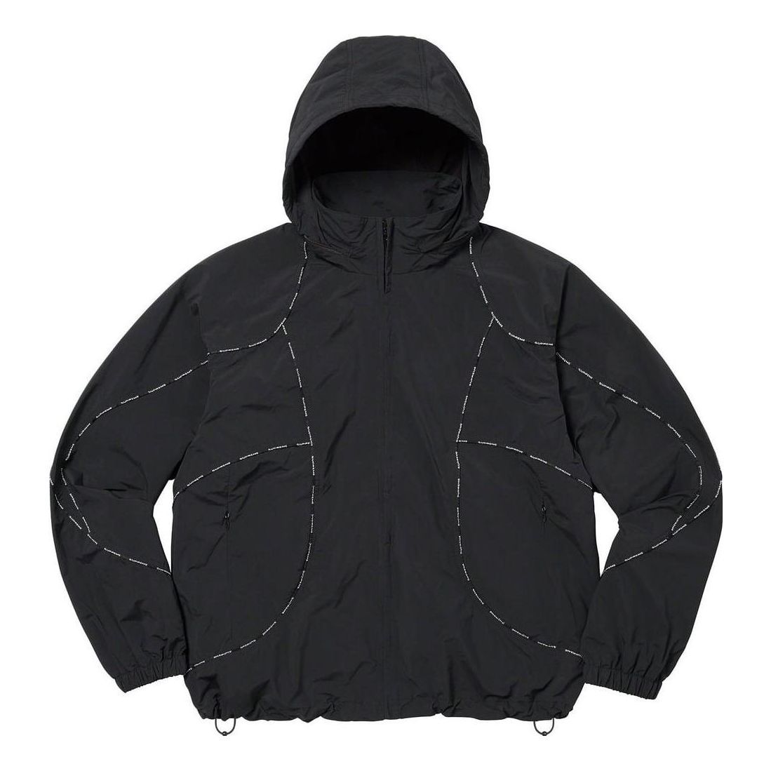 Supreme Logo Piping Hooded Track Jacket 'Black White' SUP-FW23-065 sold by KicksCrew