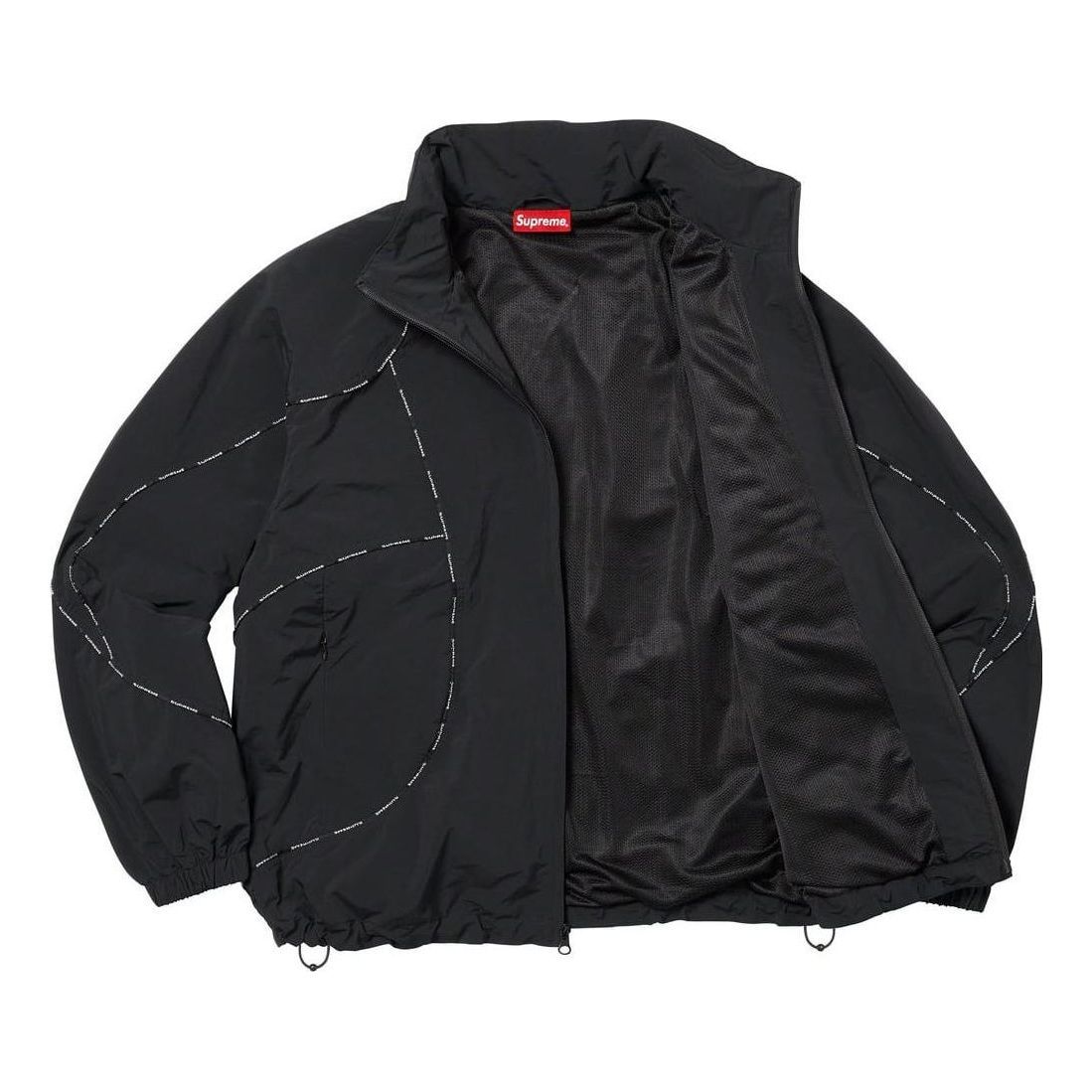 Supreme Logo Piping Hooded Track Jacket 'Black White' SUP-FW23-065 sold by KicksCrew product image thumbnail 3