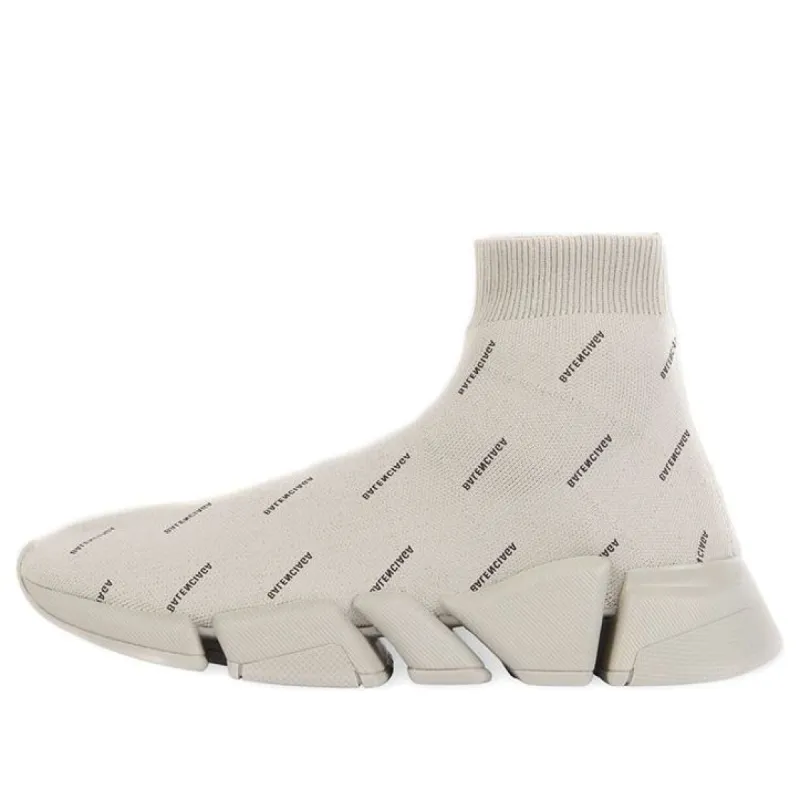 (WMNS) Balenciaga Speed 2.0 Sneakers 'Recycled Knit with Logo All Over Beige' 617196W2DBO9910 sold by KicksCrew