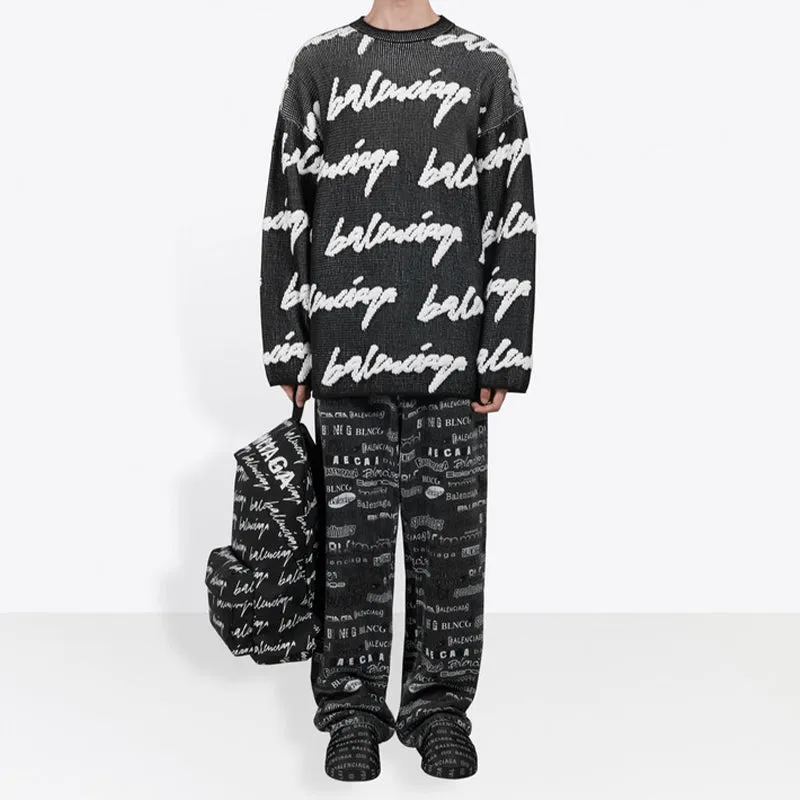 Balenciaga 3D Scribble Crewneck Cotton Knit 'Black' 625985T31801070 sold by KicksCrew product image thumbnail 3