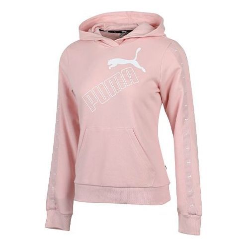 (WMNS) Puma Essentials Logo Hoodie 'Pink White' 586595-15 sold by KicksCrew