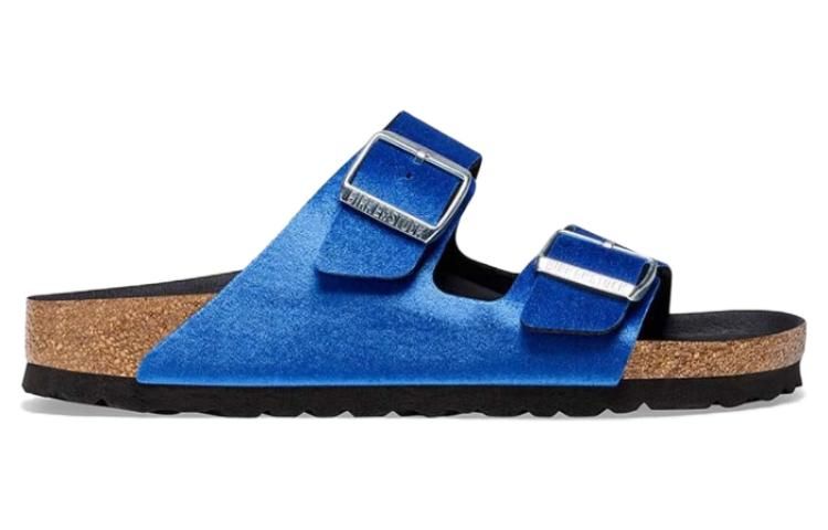 (WMNS) Birkenstock Arizona Rivet Logo Velvet Narrow Fit 'Blue' 1025505 sold by KicksCrew product image thumbnail 2