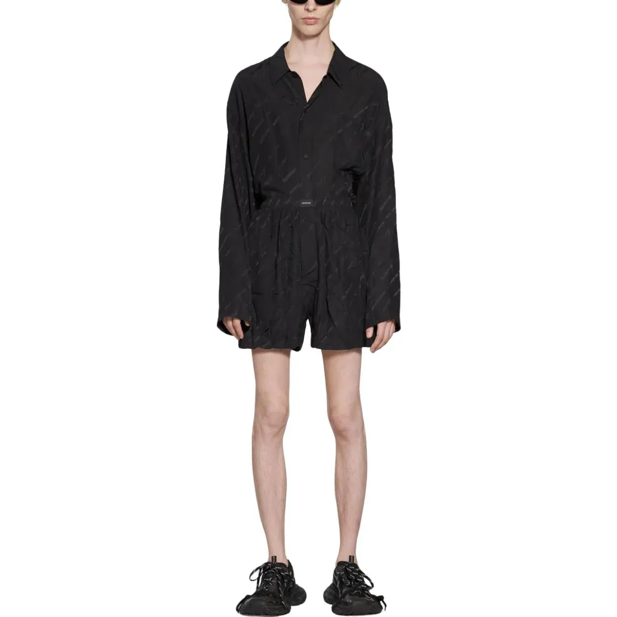 Balenciaga Logo-Print Pyjama Shorts 'Black' 719975TON041000 sold by KicksCrew product image thumbnail 3