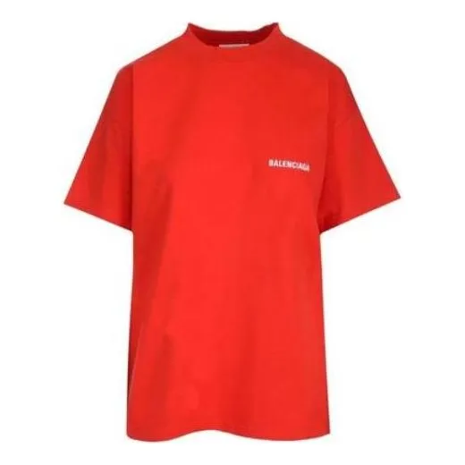 Balenciaga Logo Regular Fit T-Shirt 'Bright Red' 612965TMVF43168 sold by KicksCrew