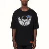 HERON PRESTON Reg Flaming Skull Short-Sleeve Tee 'Black White' HMAA025S22JER0031001 sold by KicksCrew
