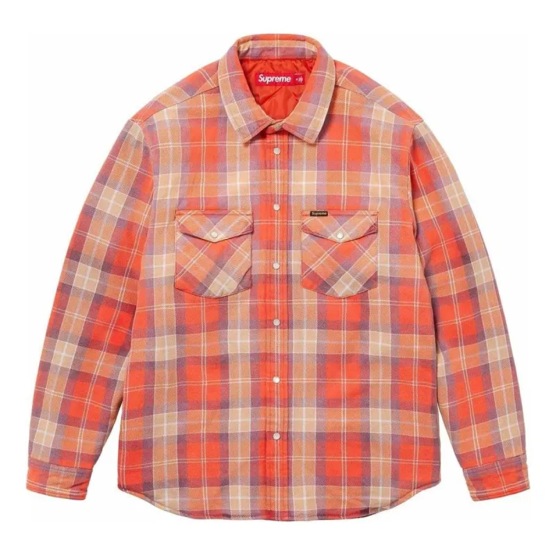 Supreme Quilted Flannel Snap Shirt 'Orange Yellow' SUP-SS24-034 sold by KicksCrew
