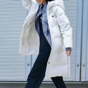 (WMNS) Skechers Long Down Jacket 'White' P422W050-000Q sold by KicksCrew