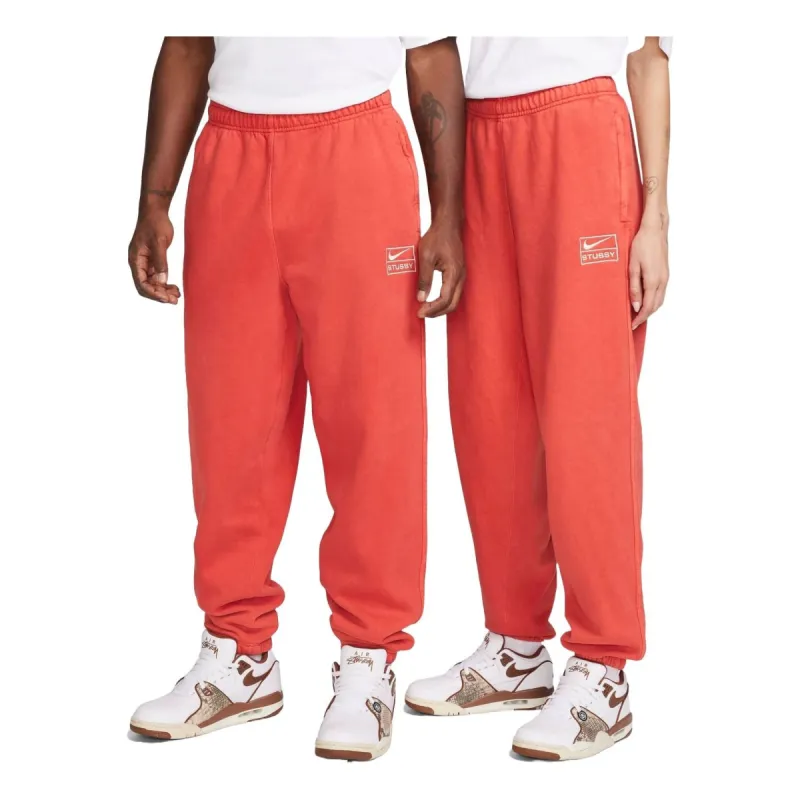 Nike x Stussy Pigment Dyed Fleece Sweatpants 'Habanero Red' FJ9157-642 sold by KicksCrew