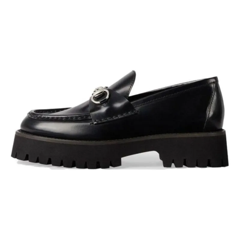 (WMNS) GUCCI Rubber lug sole loafer with Horsebit 'Black Leather' 764211-DS800-1000 sold by KicksCrew