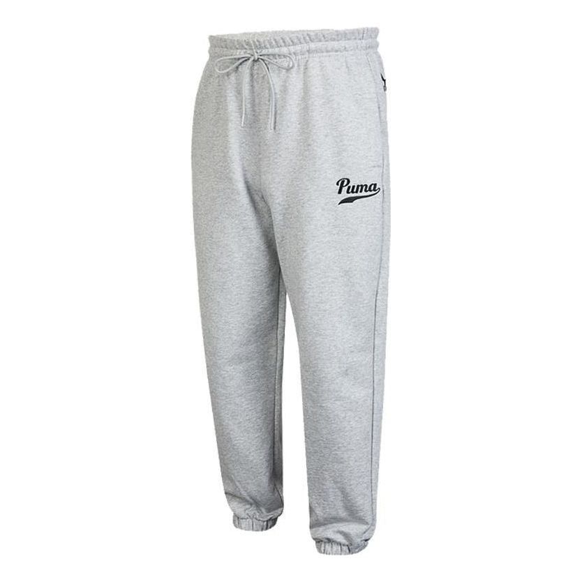 Puma Logo Fleece Pants 'Grey' 536790-04 sold by KicksCrew
