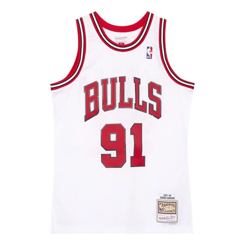 Mitchell & Ness x NBA Chicago Bulls 1997-98 Swingman Jersey 'Dennis Rodman 91' SMJYAC18079-CBUWHIT97DRD sold by KicksCrew