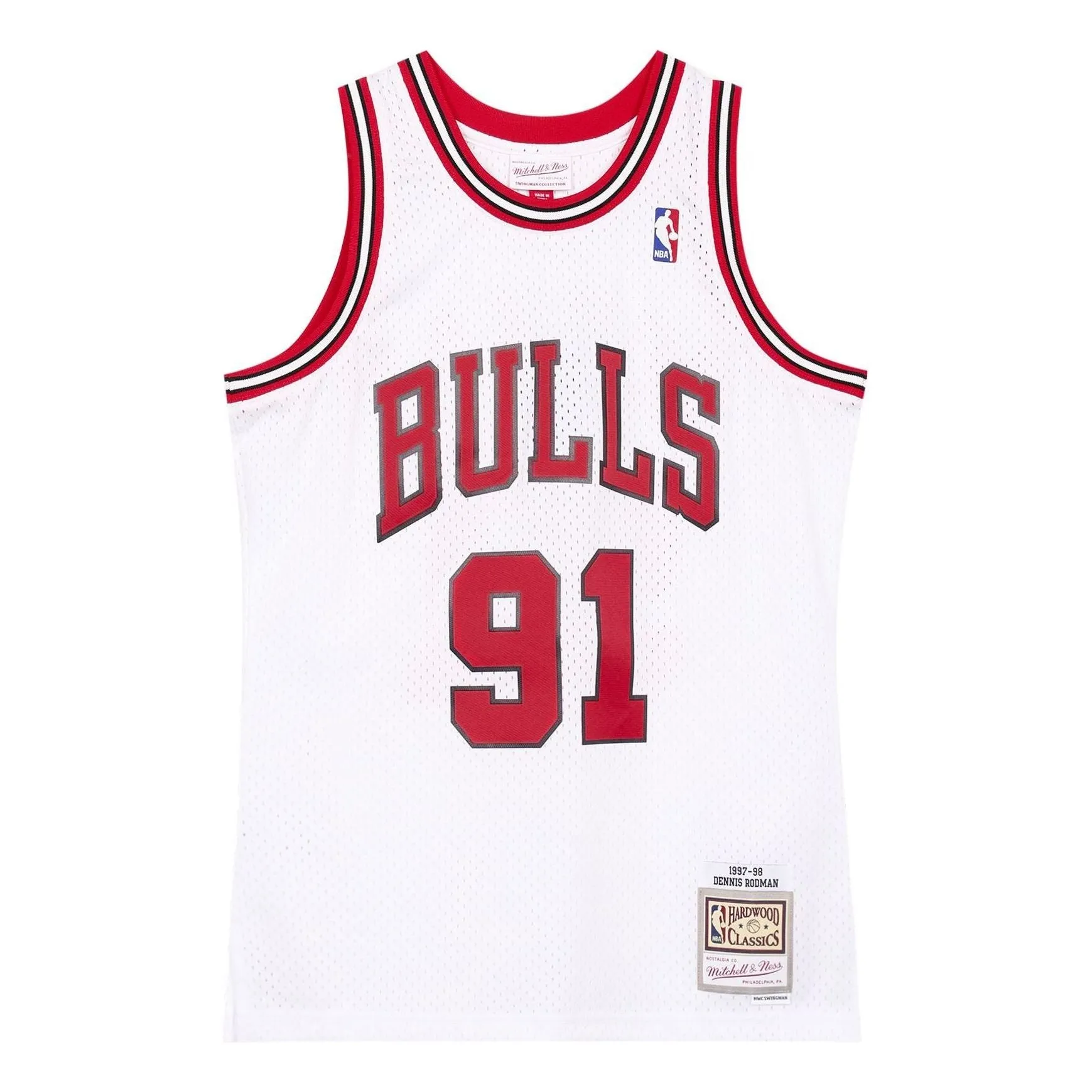 Mitchell & Ness x NBA Chicago Bulls 1997-98 Swingman Jersey 'Dennis Rodman 91' SMJYAC18079-CBUWHIT97DRD sold by KicksCrew
