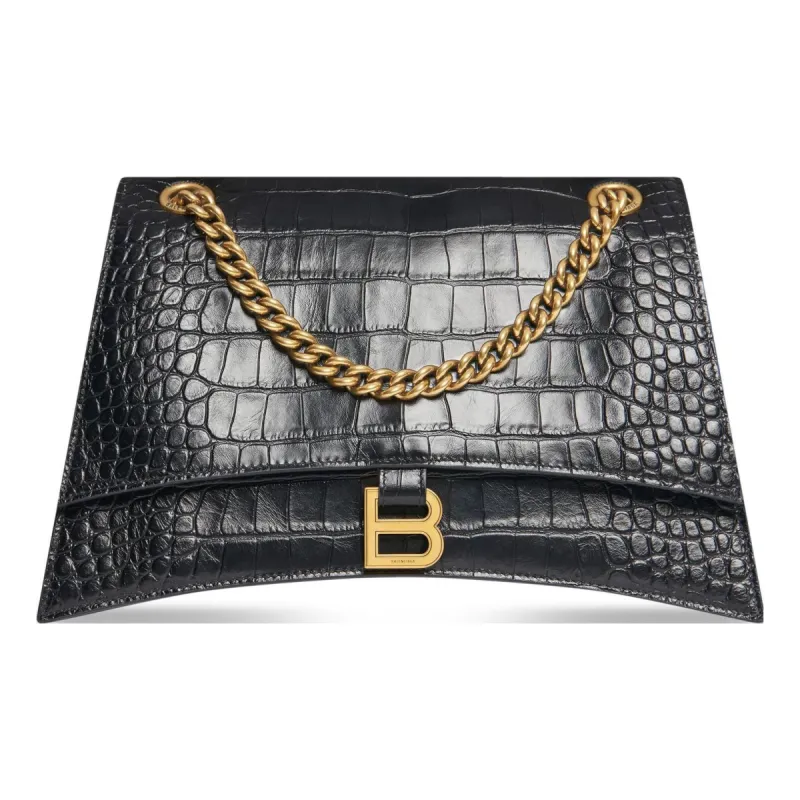(WMNS) Balenciaga Crush Crocodile Medium Chain Bag 'Black' 716393210IX1000 sold by KicksCrew