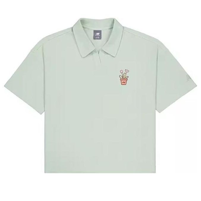 (WMNS) New Balance Potted Plant Graphic Polo Shirt 'Light Blue' NFE26112-MT sold by KicksCrew