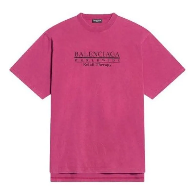 Balenciaga Retail Therapy Slit T-Shirt 'Burgundy Black' 675016TLVB16165 sold by KicksCrew