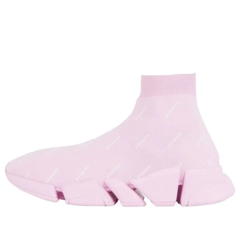 (WMNS) Balenciaga Speed 2.0 Sneakers 'Recycled Knit with Logo All Over Pink' 617196W2DBO5601 sold by KicksCrew
