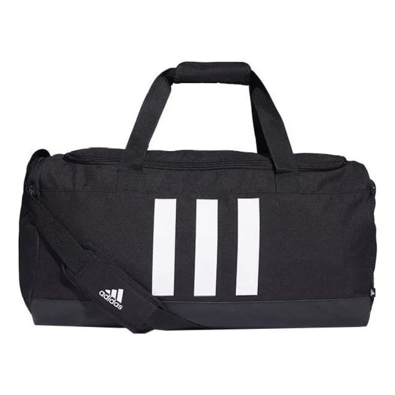 adidas Essentials 3-Stripes Duffel Bag Medium 'Black White' GN2046 sold by KicksCrew