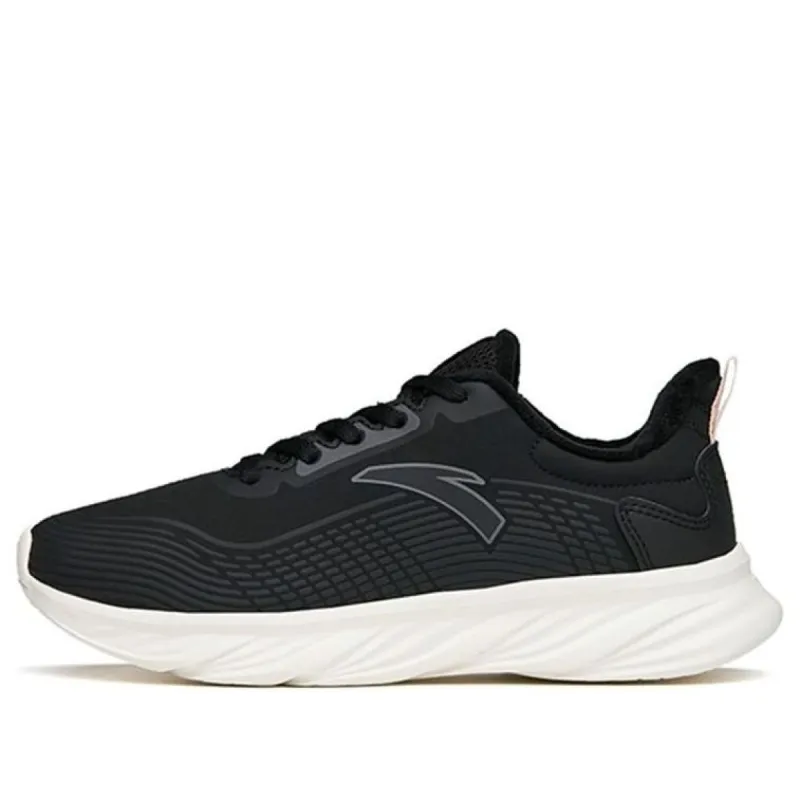 (WMNS) ANTA Running Series Sneakers Leather Fleeced 'Black White' 122145571-8 sold by KicksCrew