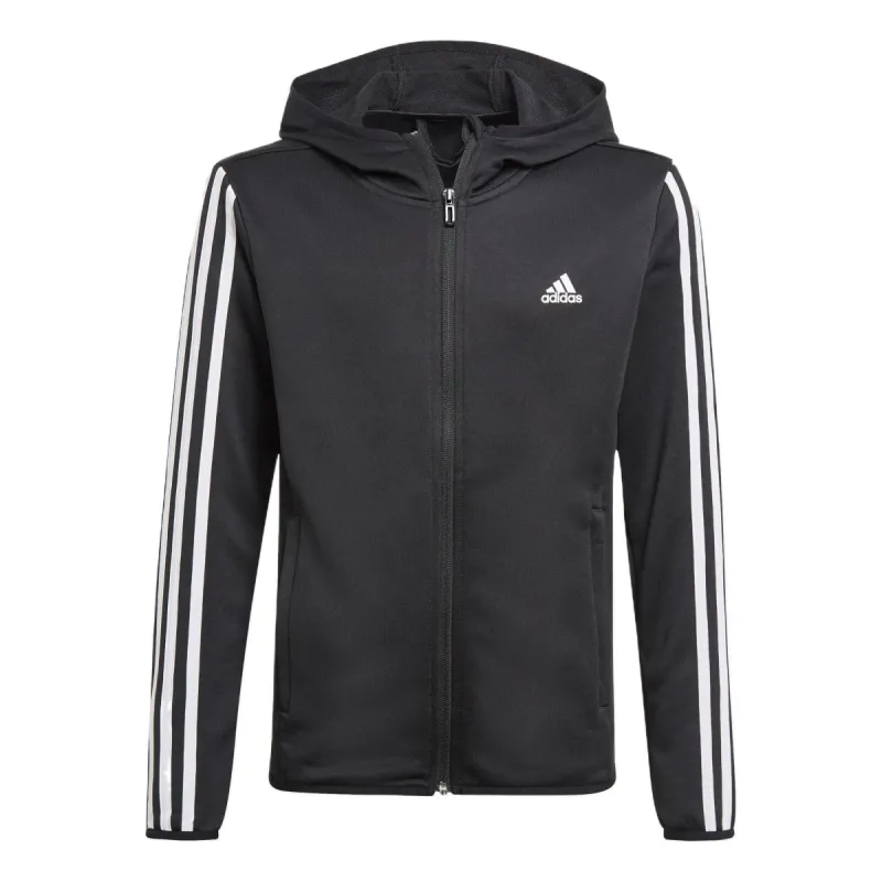 (GS) adidas Designed 2 Move 3-Stripes Hoodie Asia Sizing 'Black White' GN1500 sold by KicksCrew