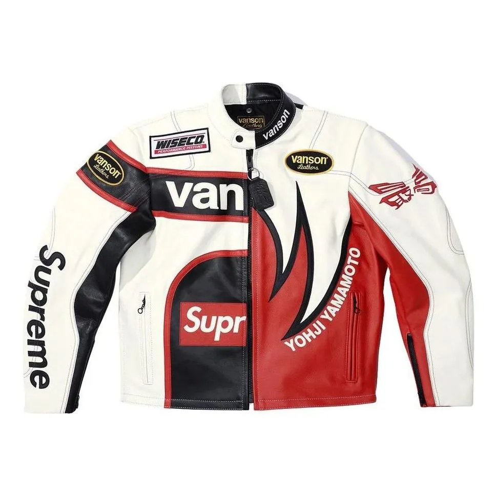 Supreme x Yohji Yamamoto x Vanson Leather Split Jacket 'White Black White' SUP-FW22-415 sold by KicksCrew