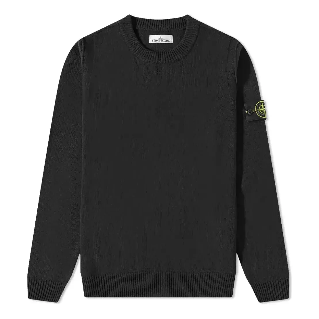 STONE ISLAND Lambswool Crew Neck Knit 'Black' 7715508A3-V0029 sold by KicksCrew