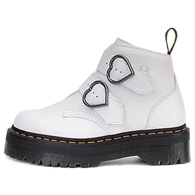 (WMNS) Dr.Martens Devon Heart Leather Platform Boots 'White' 26439100 sold by KicksCrew