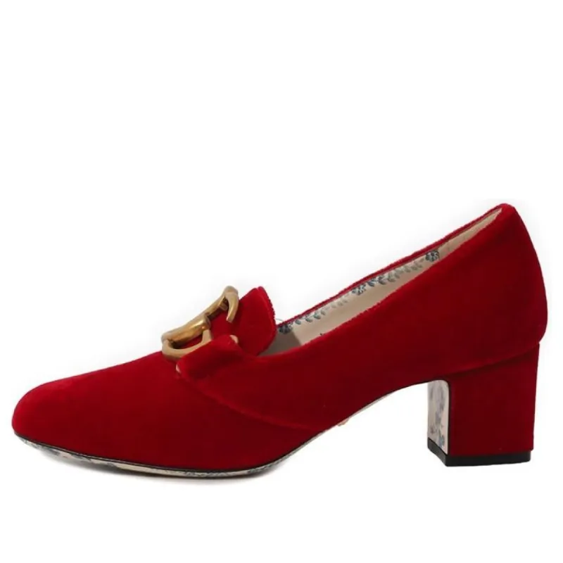 GUCCI GG Marmont Victoire Block Heel Pumps 'Red Velvet' 526465-K4D00-6433 sold by KicksCrew