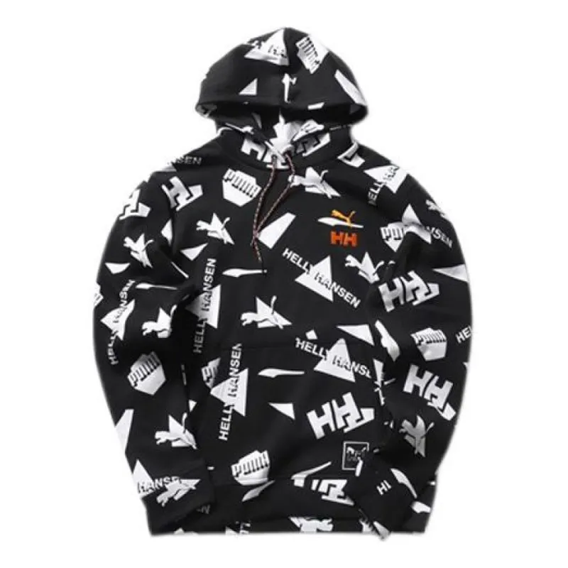 Puma x Helly Hansen All Over Print Hoodie 'Black White Orange' 597449-01 sold by KicksCrew