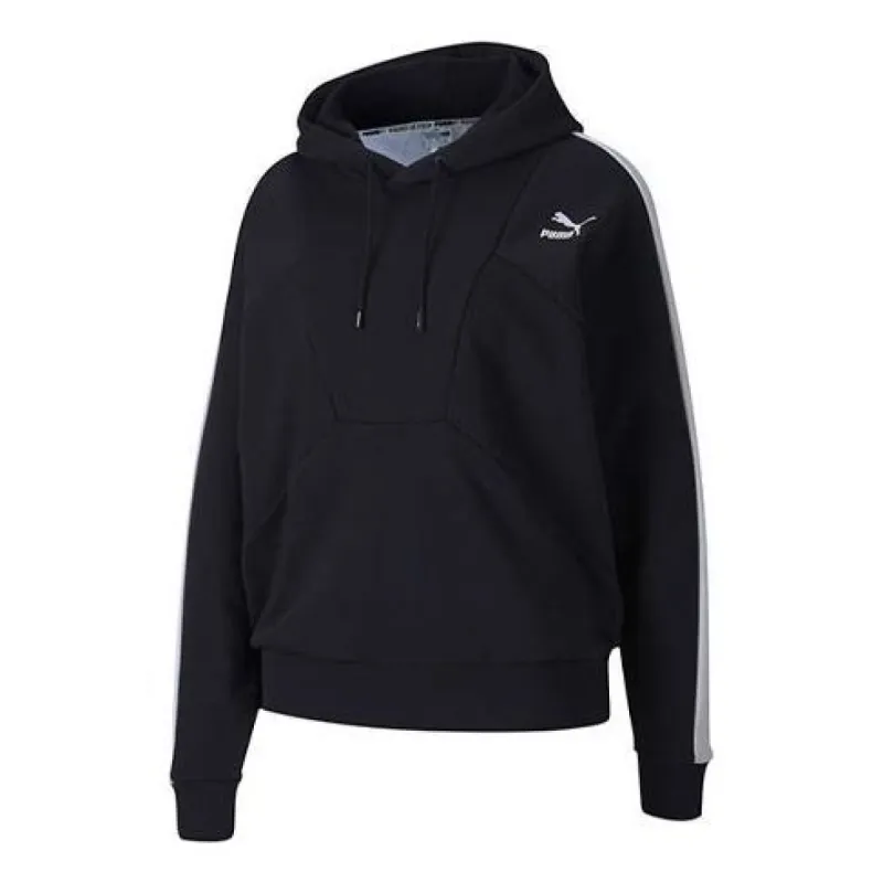 (WMNS) Puma Small Logo Hoodie 'Black White' 597447-01 sold by KicksCrew