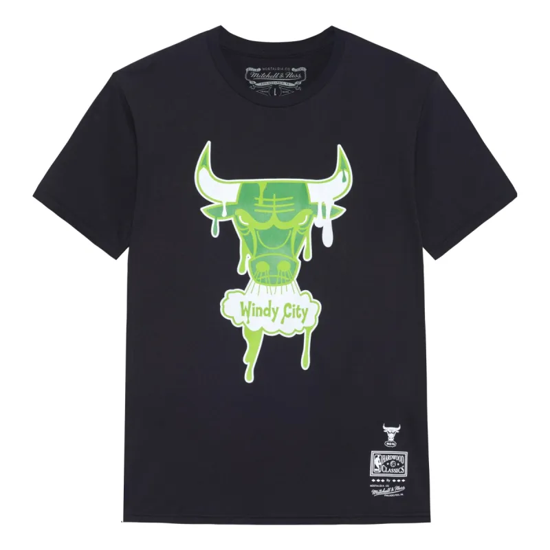 Mitchell & Ness Chicago Bulls Hardwood Classics Slime Drip T-Shirt 'Black' BMTRMO22017-CBUBLCK sold by KicksCrew