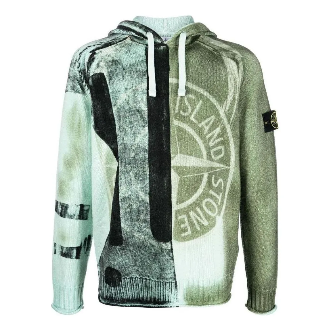STONE ISLAND Motion Saturation Logo Knitted Hoodie 'Aqua' 7715568T1-V0044 sold by KicksCrew