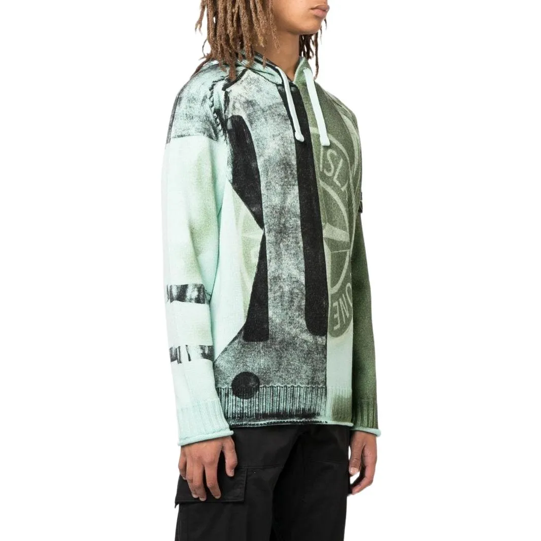 STONE ISLAND Motion Saturation Logo Knitted Hoodie 'Aqua' 7715568T1-V0044 sold by KicksCrew product image thumbnail 3