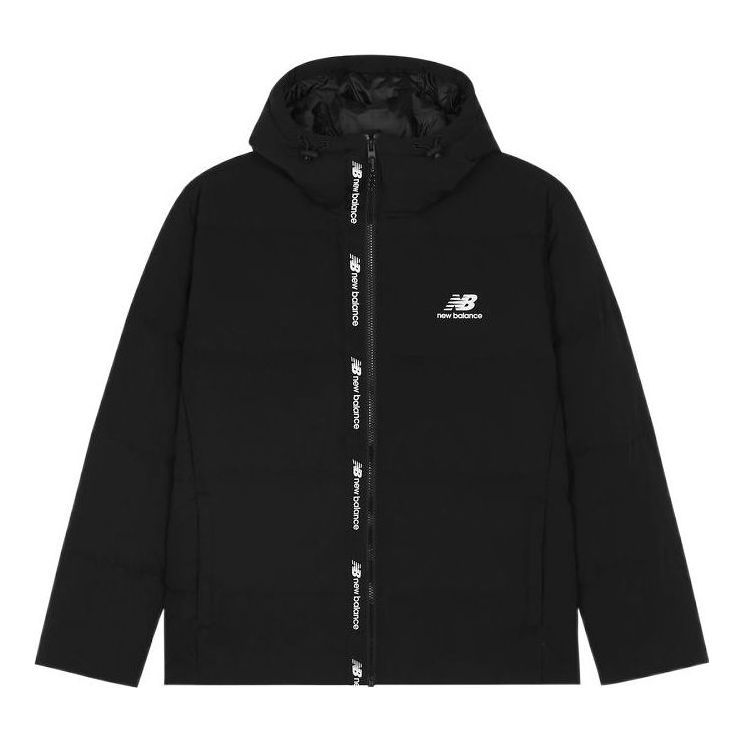 New Balance Logo Print Down Jacket 'Black White' AMJ23343-BK sold by KicksCrew