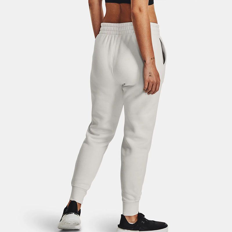 (WMNS) Under Armour Essential Fleece Tapered Pants 'White Black' 1379443-114 sold by KicksCrew product image thumbnail 4